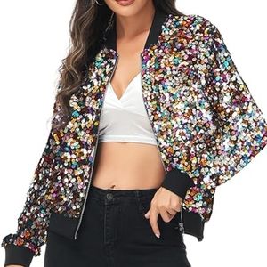 Sequined bomber jacket
